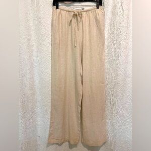Song of Style by Aimee Song Linen Blend Wide Leg Pants Oatmeal - Size Large